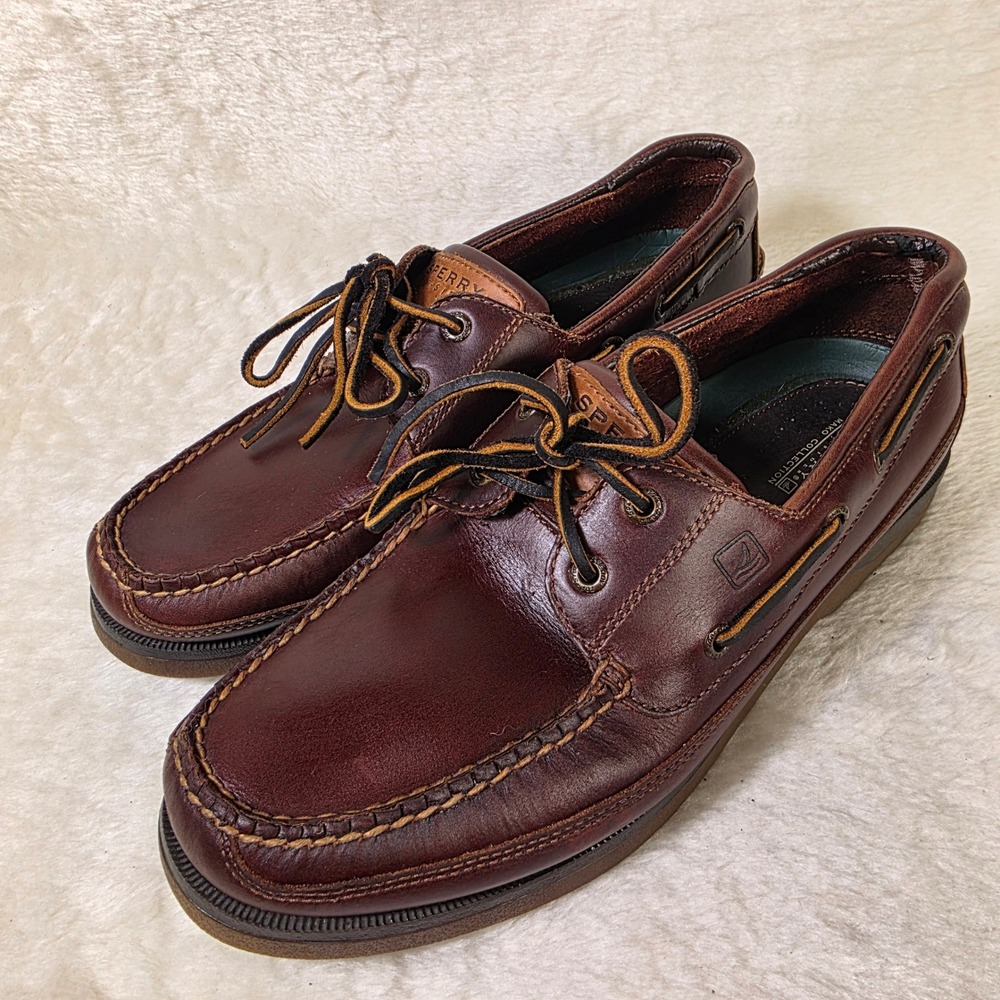 Sperry Top-Sider 2 Eye Mako Boat Shoes Brown Amaretto Leather Mens 11M NEW